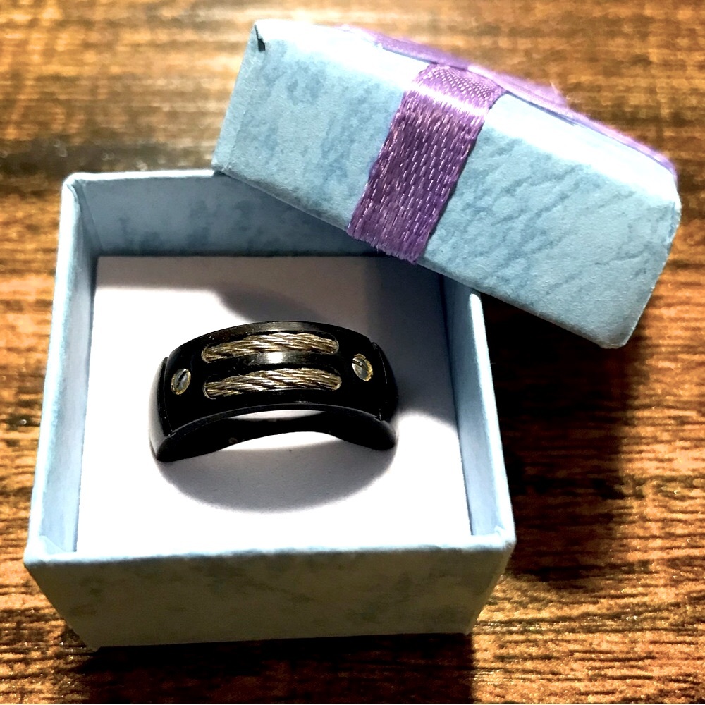 Men's Black Titanium Cable Ring